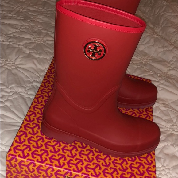 Tory Burch Shoes - Red Tory Burch rain boot